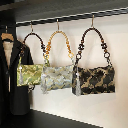 Embroidered National Style Hasp Sewing Thread Shoulder Bags