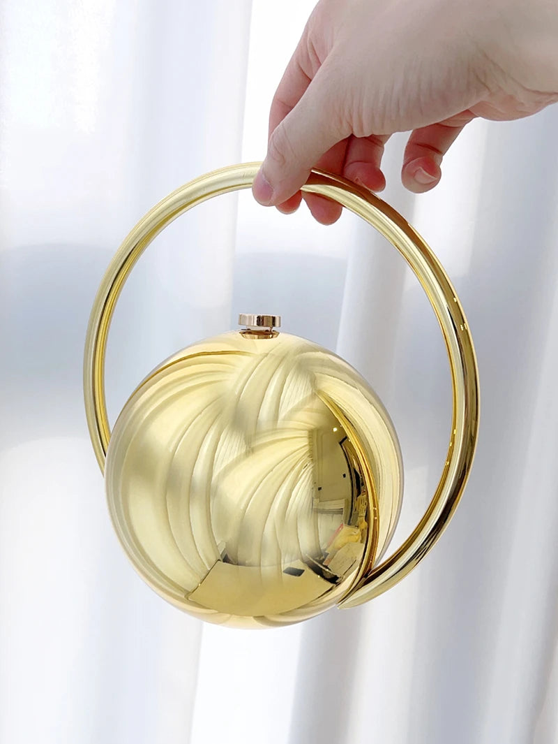 Spherical Evening Elegant Clutchwith Marble Pattern Women Sphere Tote Bag