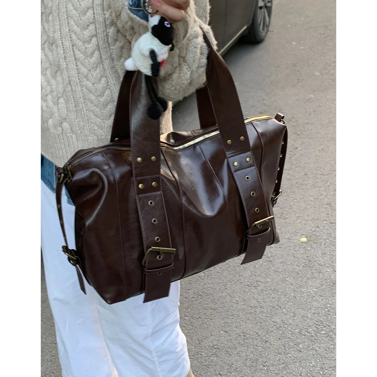 Vintage Women's Motorcycle Shoulder Bag Commuter Tote