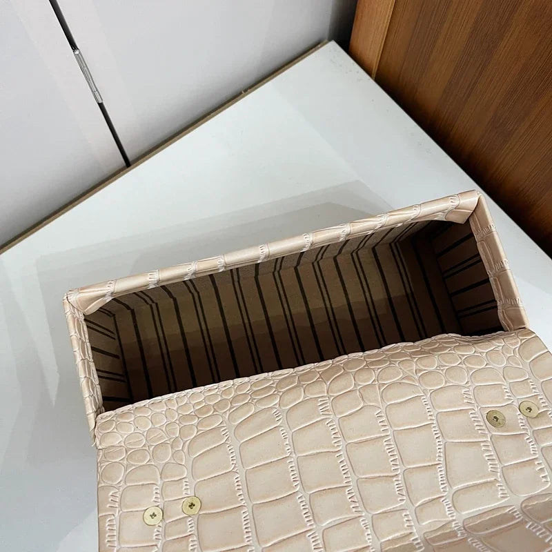 Crocodile Pattern Crossbody Bag Fashion Box Lipstick Pouch Handbag Pu Leather Messenger Bag
