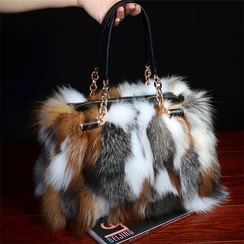 Soft Fox Hair High-end Handbag Large Capacity Charm Fur Bag