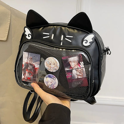 Y2K Japanese Kawaii Cat  Bag Backpacks Cute Girls Transparent Shoulder JK School Bags