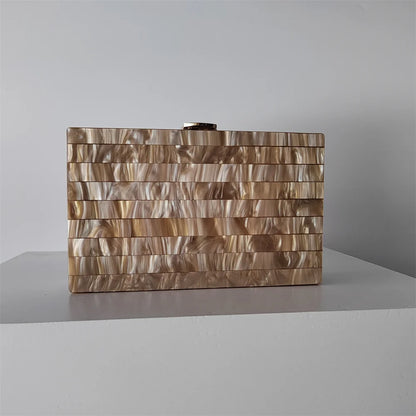 Candy Pearl Marble Striped Acrylic Material Shoulder Messenger Evening Box Clutch