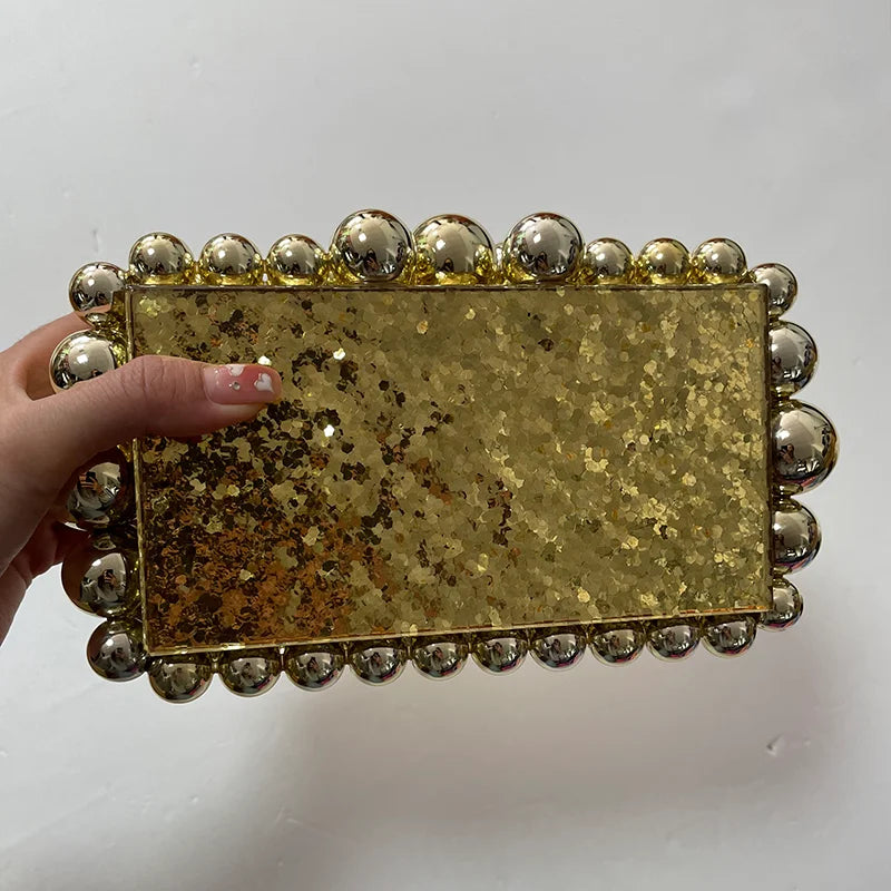 Acrylic Beaded Dinner Chain Evening Clutch Bags for Women