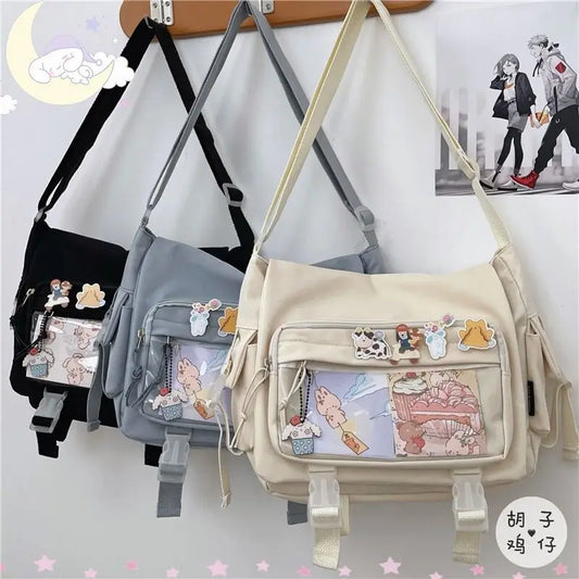 Japanese Transparent Bookbag Pocket Women Handbags Shoulder Messenger Bag