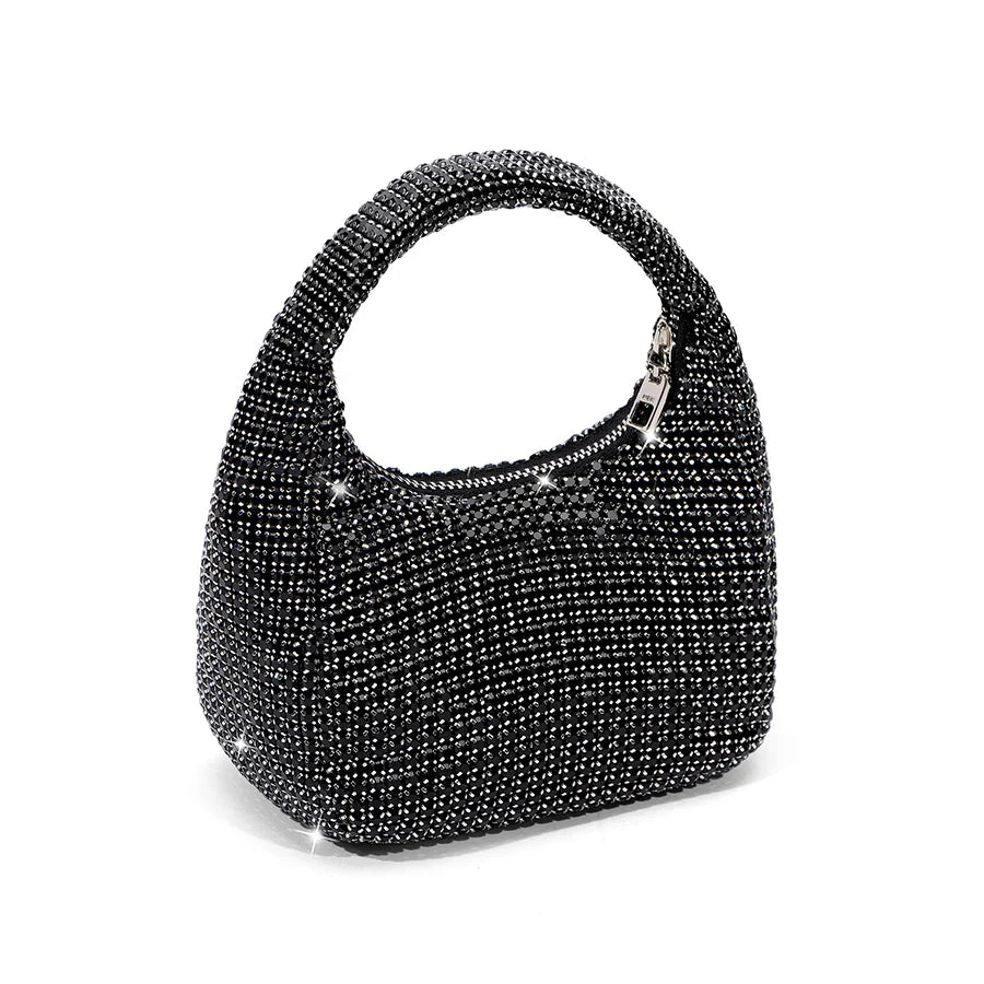 Handle Rhinestones Evening Bag Silver Crystal Top Handle Totes For Women