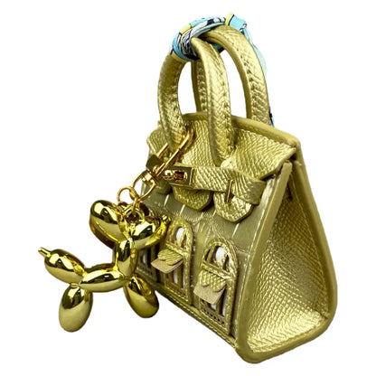 Crocodile-Embossed Detachable Handbag with Balloon Dog Keychain