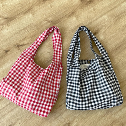Vintage Plaid Women's Vest Shoulder Bags Large Capacity