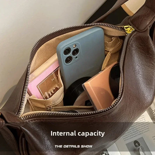 Large Capacity Solid Soft Shoulder Bags