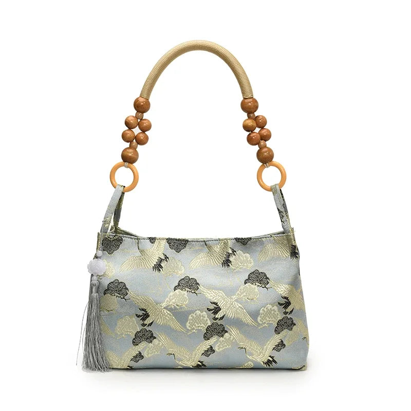 Embroidered National Style Hasp Sewing Thread Shoulder Bags