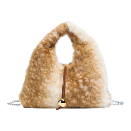 Fluffy Deer Pattern Shoulder Faux Fur Bags for Women