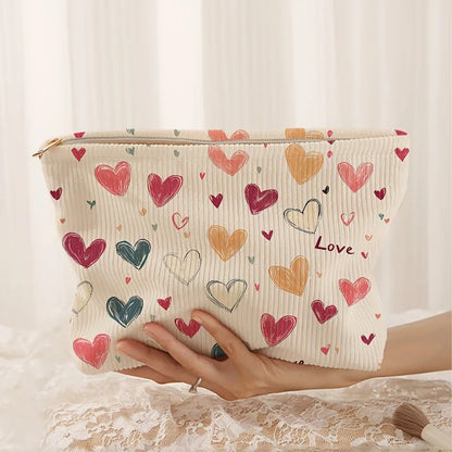 Charming Heart Pattern Lightweight Zipper Makeup Bag