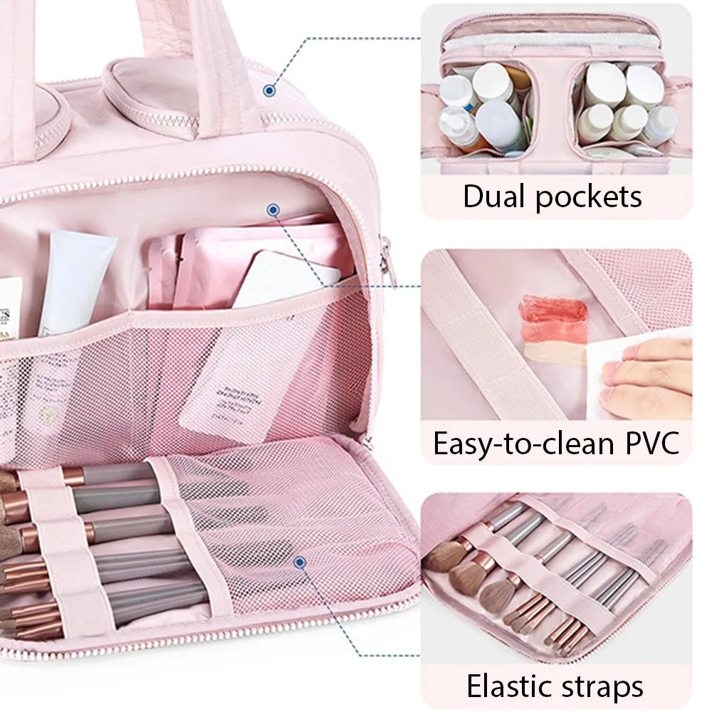 Large Capacity Cosmetic Bag Travel Wash Handbag Makeup Pouch Waterproof Toiletries Organizer