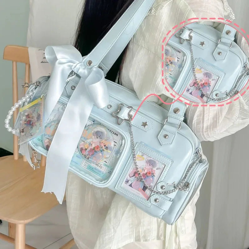 Star Chain Y2k Harajuku Blue Lolita Girl Pain Bags Transparent Japanese Crossbody Bag