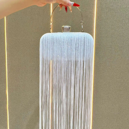 Metal Frame Shell Handbags Female Pearl  Women Shoulder Long Tassel Bags