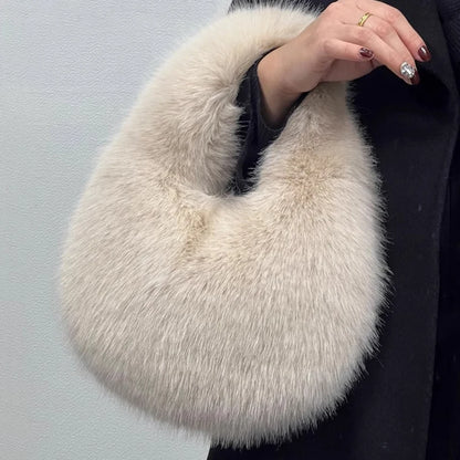 Casual Furry Solid Color Soft Plush Ladies' Clutch