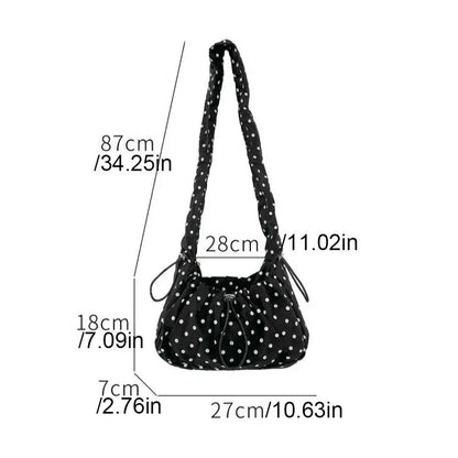 Drawstring Pleated Dumpling Bag for Outdoor Travel Clutch