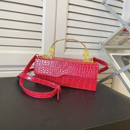 Crocodile Pattern Crossbody Bag Fashion Box Lipstick Pouch Handbag Pu Leather Messenger Bag
