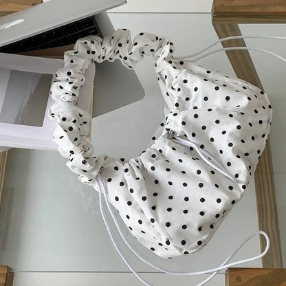 Drawstring Pleated Dumpling Bag for Outdoor Travel Clutch