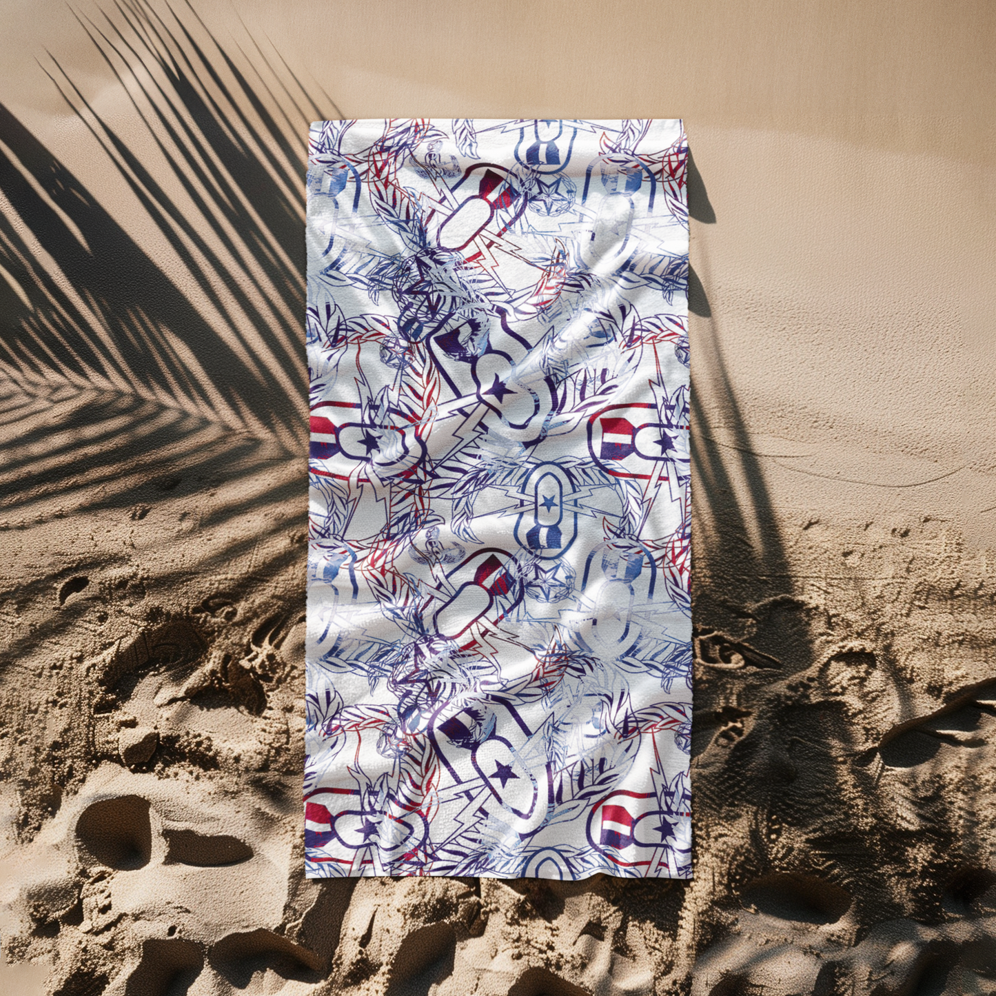 Print On Demand  - Beach Towel - "It's 5 o'clock Somewhere" (Red, White, & BOOM!)